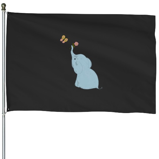Discover Elephant with Butterfly and Flower 01 Sticker: Disney Elephant Dumbo, Dumbo House Flags