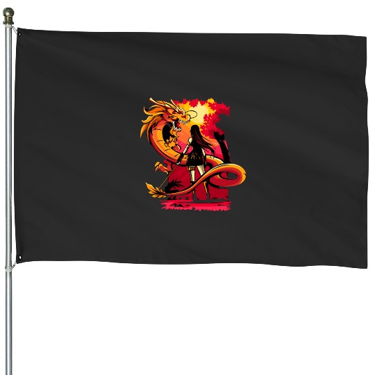 Dishonor ON You1: Disney Mulan Anime Mushu, Mulan and Mushu House Flags