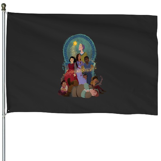 Disney Wish Asha and Her Friends with Star House Flags