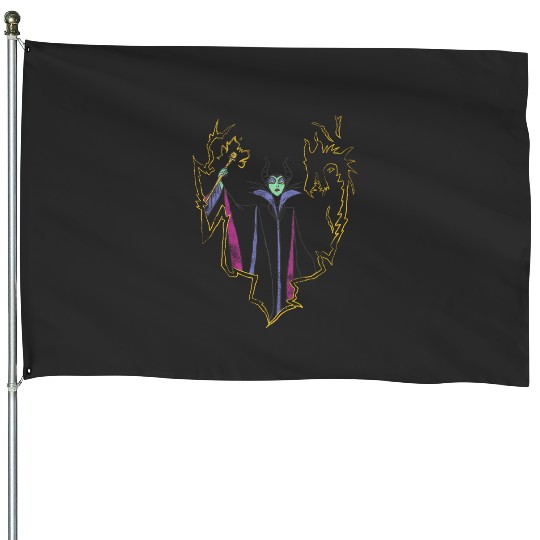 Disney Maleficent Line Art Portrait House Flags