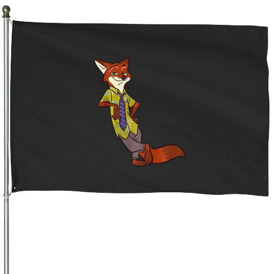 Discover disney zootopia cool fox nick wilde leaning long sleeve House Flags