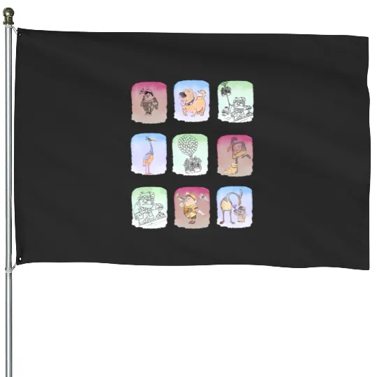 Discover Disney Pixar Up Movie Scene Squares House Flags