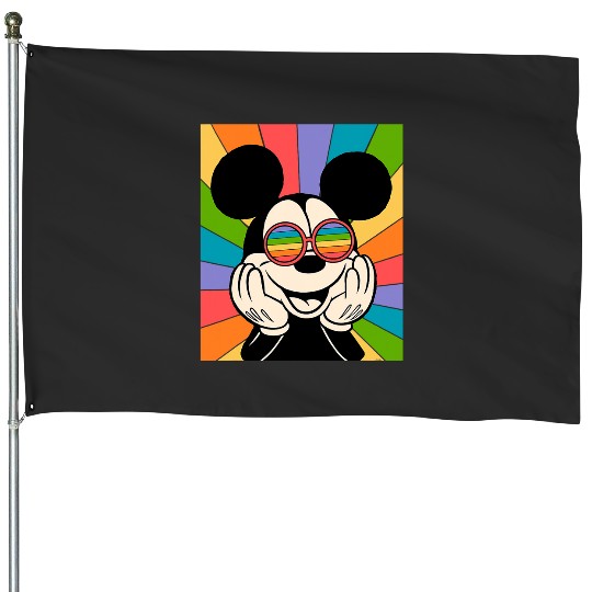 Discover Disney Mickey Mouse Sun Burst Retro House Flags
