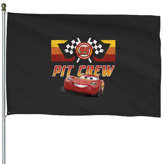 Discover Disney Pixar Cars Mcqueen Pit Crew Red Distressed Hoodie House Flags