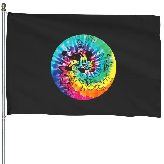 Discover Disney Mickey Mouse and Friends 90s Rainbow Tie Dye House Flags