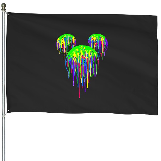 Discover Disney Mickey And Friends Dripping Paint Mickey Silhouette House Flags