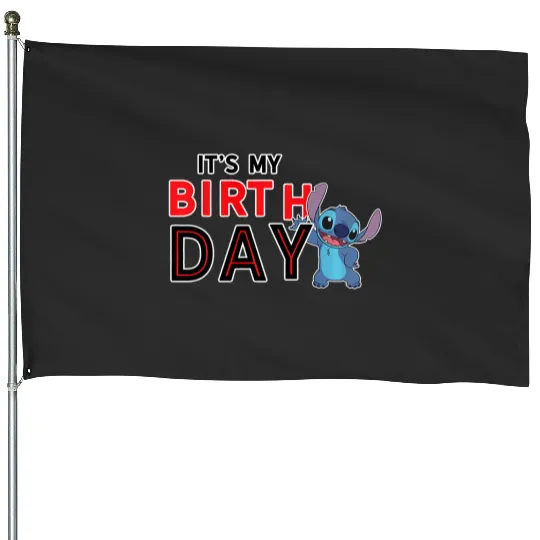 Discover disney lilo and stitch happy birthday premium House Flags