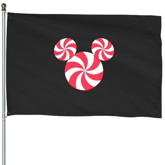 Discover Disney NEW Mickey Icon Christmas Peppermint Candy Holiday House Flags