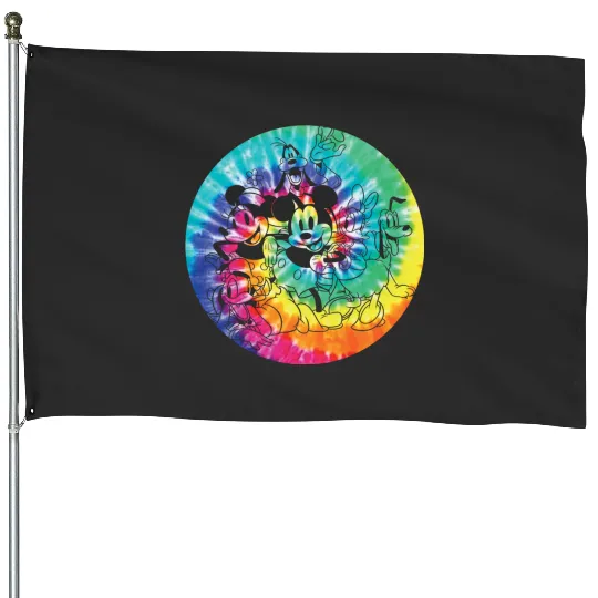 Discover Disney Mickey Mouse and Friends 90s Rainbow Tie Dye Long Sleeve House Flags