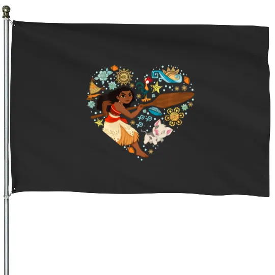 Discover Disney Princess Moana Hei Hei Pua Collage Heart House Flags
