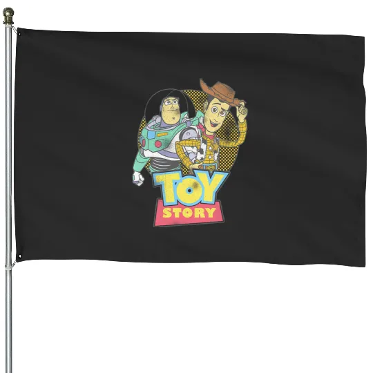 Discover Disney Pixar Toy Story Buzz Woody Distressed Retro House Flags