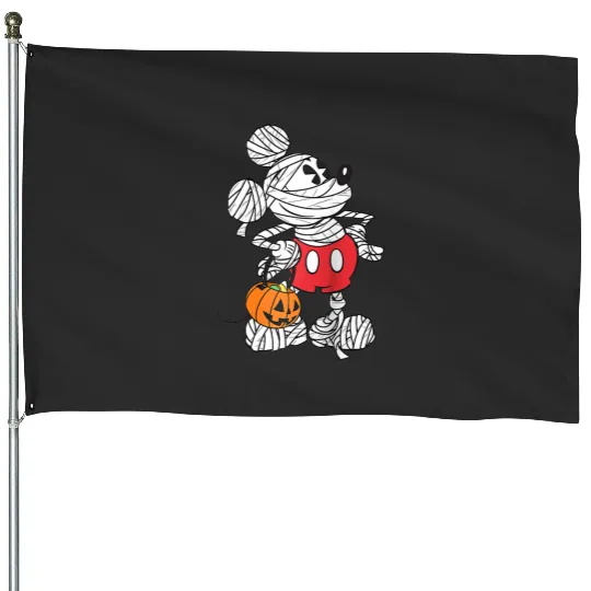 Discover Disney Retro Mickey Mouse Mummy Halloween Raglan Baseball Tee House Flags