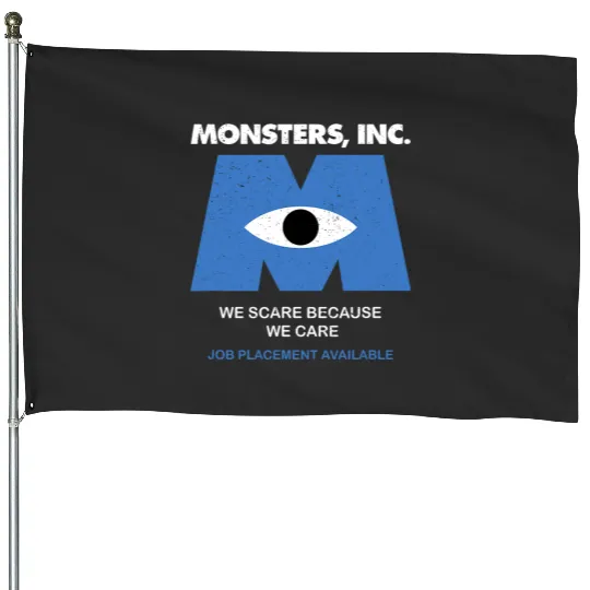Disney Pixar Monsters, Inc. We Scare Because We Care Retro House Flags