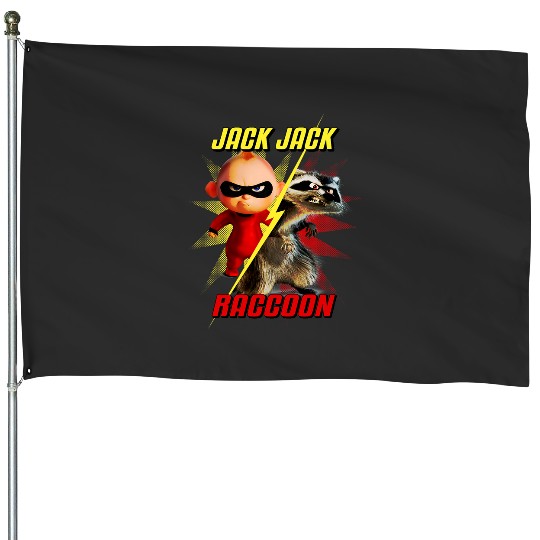 Discover Disney Pixar The Incredibles 2 Jack-Jack vs. Raccoon Retro House Flags
