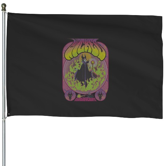Disney Villains Maleficent Wicked Retro Seventies Poster House Flags