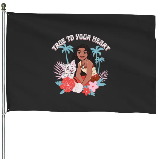 Disney Moana 2 True To Your Heart Pua Moana Tropical Logo House Flags