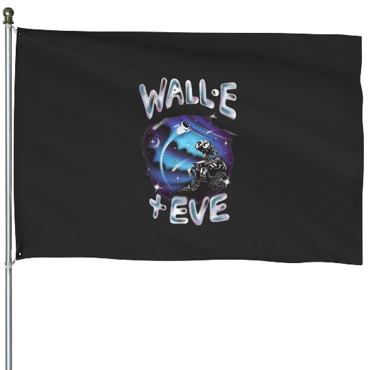 Disney Pixar WALL-E Airbrush WALL-E And EVE Space Love House Flags