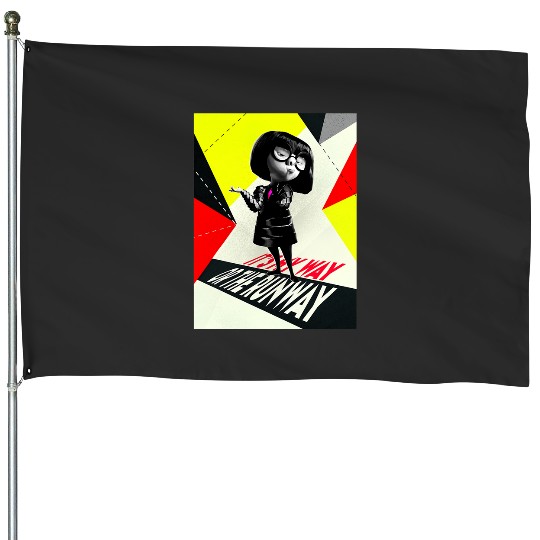 Disney Pixar The Incredibles 2 Edna Retro On It's Way Logo House Flags