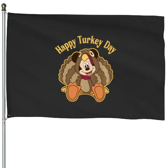 Disney Mickey And Friends Thanksgiving Mickey Turkey House Flags