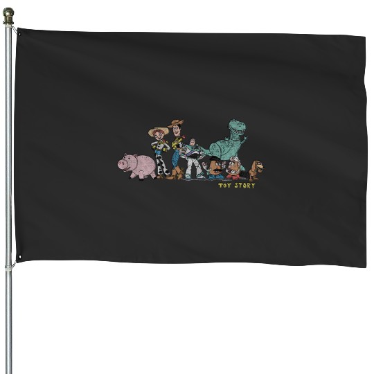 Discover Disney Pixar Toy Story Group Shot Line Up Distressed Poster House Flags