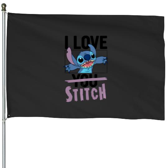 Disney Valentines I Love Stitch House Flags