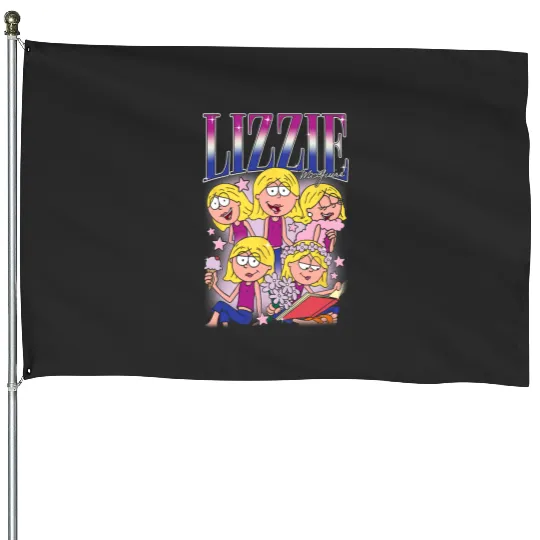 Disney Lizzy McGuire Lizzie 90s Style Collage Big Chest Logo House Flags