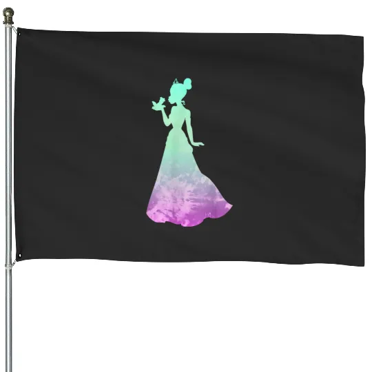 Disney Princess Tiana Silhouette Pretty Tie Dye House Flags