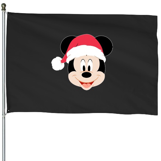Discover Disney Mickey Mouse in Santa Hat Happy Christmas Holiday House Flags