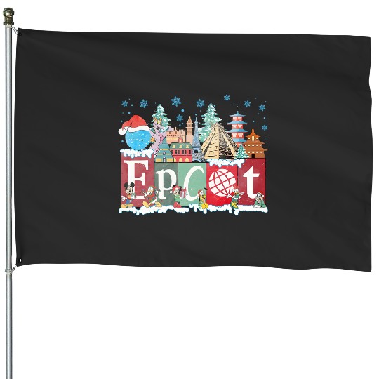 Disney Epcot Christmas House Flags, Joy to the World Christmas 2023 House Flags