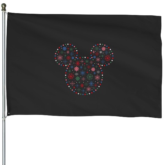 Discover Disney Mickey Mouse Icon Christmas Holiday Lights Snowflakes House Flags