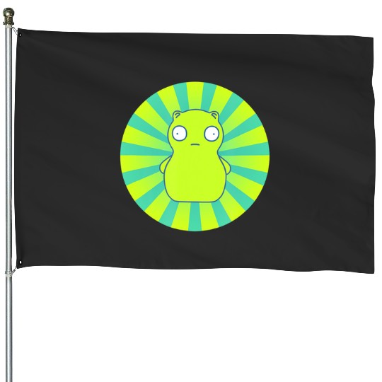 bobs burgers kuchi kopi lime green hypno wheel House Flags