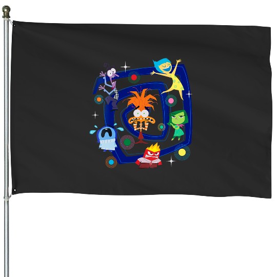 Womens Disney Pixar Inside Out 2 Emotions Spiral Of Anxiety Retro V-Neck House Flags