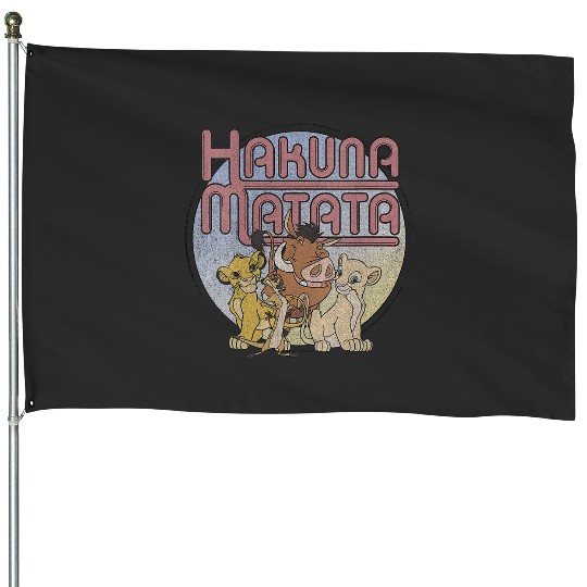 Womens Disney Lion King Retro Hakuna Matata Simba And Friends V-Neck House Flags