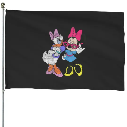 Womens Disney Mickey And Friends Daisy Minnie Vintagess Fashion VNeck House Flags
