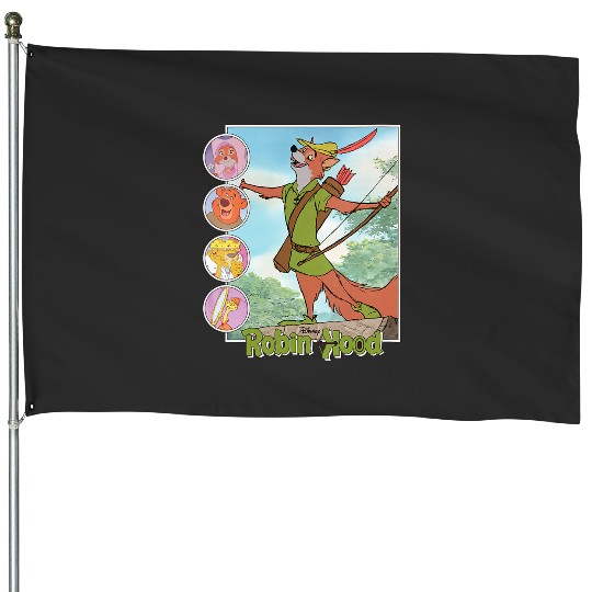 Womens Disney Robin Hood Classic Disney Film Retro V-Neck House Flags