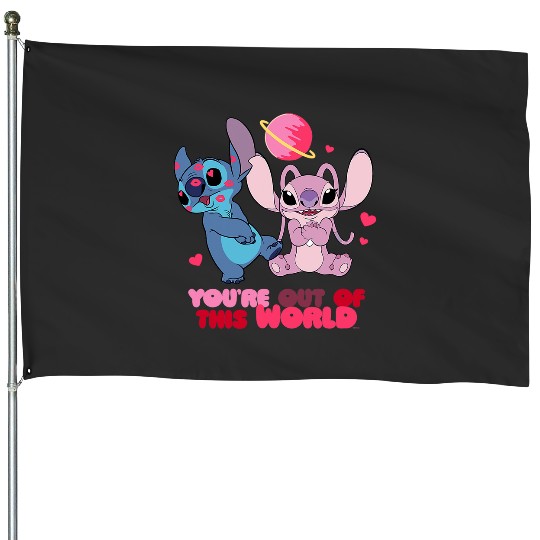 Discover Disney Stitch & Angel You’re Out of This World Valentine’s House Flags