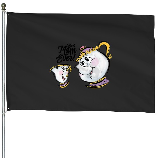 Womens Disney Beauty and the Beast Chip Mrs. Potts Best Mom Ever VNeck House Flags