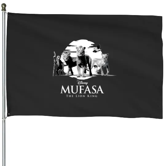 Disney Mufasa The Lion King Movie Black & White Characters House Flags