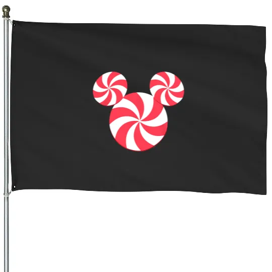 Disney NEW Mickey Icon Christmas Peppermint Candy Holiday House Flags