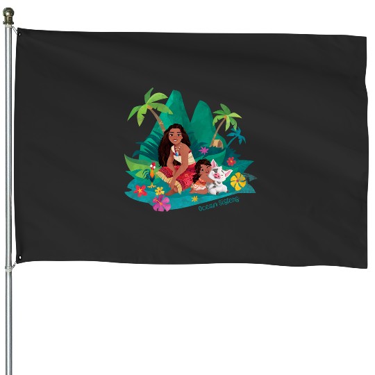 Disney Moana 2 Ocean Sisters & Pua Tropical Island Trio House Flags
