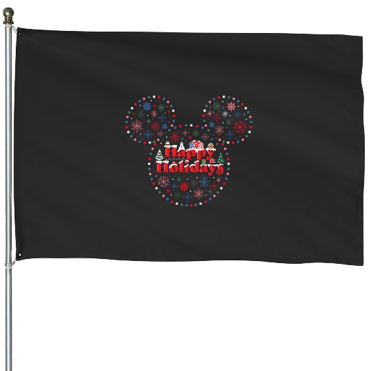 Disney NEW Mickey Mouse Icon Christmas Lights Happy Holidays House Flags