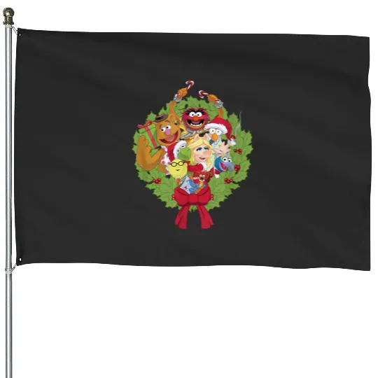 Disney The Muppets Christmas Muppet Group Wreath Xmas House Flags