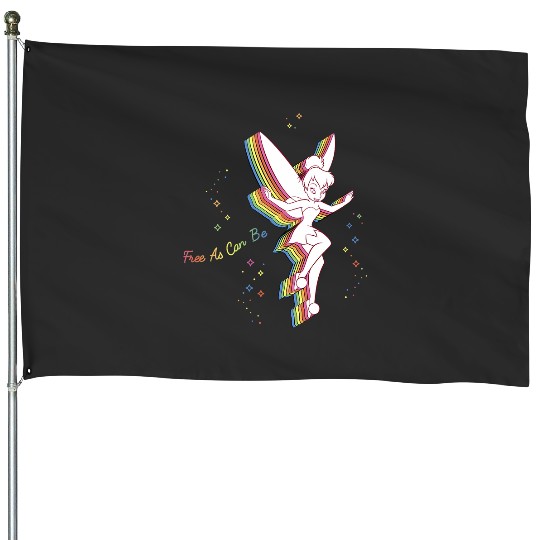Disneys Peter Pan Tinker Bell Rainbow Free As Can Be VNeck House Flags