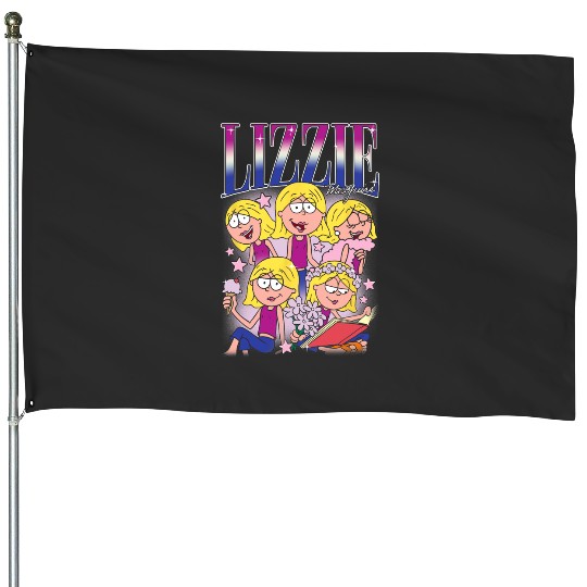 Disney Lizzy McGuire Lizzie 90s Style Collage Big Chest Logo House Flags