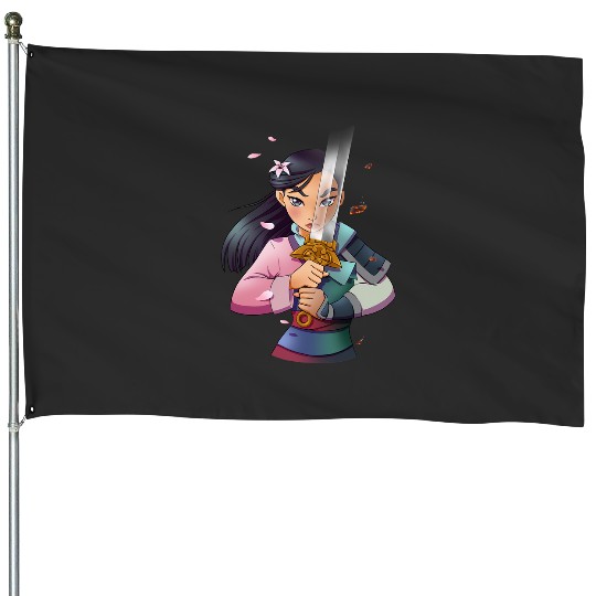 Disney Mulan Anime Half Girl Half Warrior Graphic House Flags