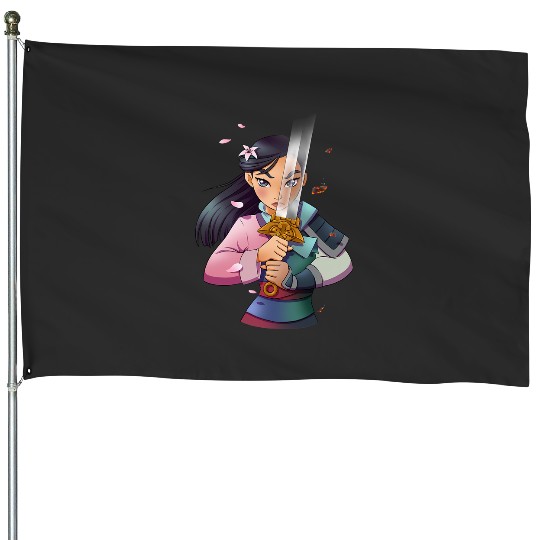 Disney Mulan Anime Half Girl Half Warrior Graphic House Flags