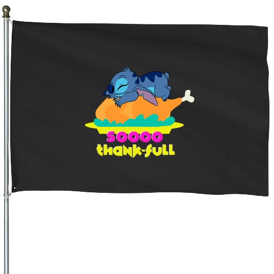 Disney Lilo & Stitch Thanksgiving Soooo Thankful Turkey Nap House Flags
