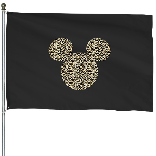Womens Disneys Mickeys And Friends Cheetah Print Mickeys Ears VNeck House Flags