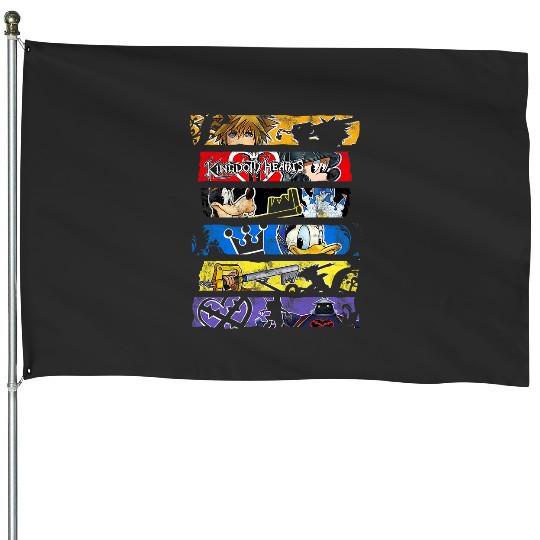 Disneys Kingdom Hearts Epic Character Panels Distressed Logo House Flags
