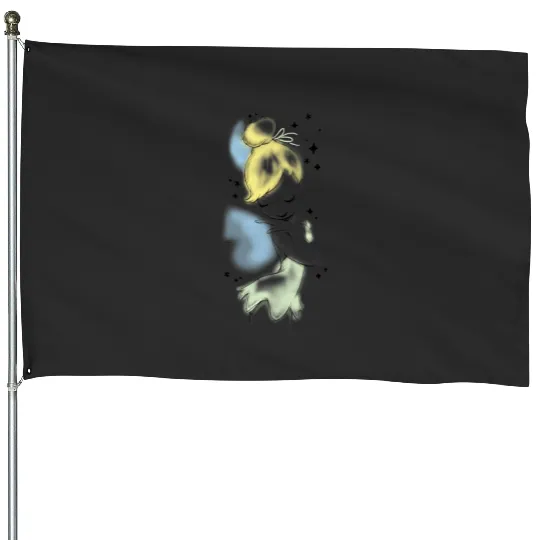 Disney Peter Pan Tinkerbell Airbrush Style Sketch House Flags